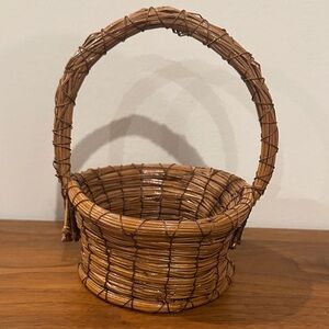 Hand - Woven Pine Needle Basket with Walnut